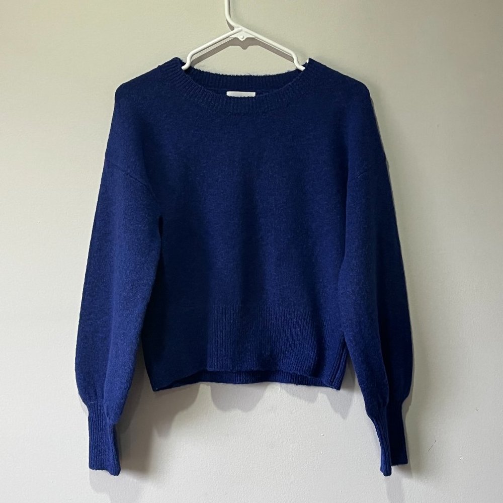 Women's Small Crewneck Sweater Blue Thick Warm Wool S